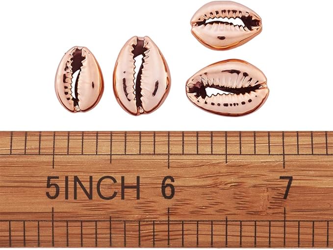 Cheriswelry 50pcs Electroplated Shell Beads Rose Gold Cowrie Spirals Spacer Summer Beach Loose Beads Charms 1520mm for Vase Filler Fish Tanks DIY Jewelry Making