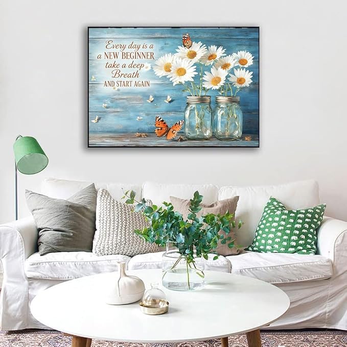 Daisy Stamped Cross Stitch Kits - Inspirational Flower Counted Cross Stitch Kits for Beginners Adults Needlepoint Cross-Stitch Patterns Dimensions Needlecrafts Embroidery Kits Arts and Crafts