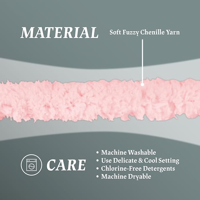 Super Soft Chunky Chenille Yarn – 8 Skeins × 8 oz (25 Yards Each) Jumbo Bulky Yarn for Crochet & Hand Knitting Blankets, Sweaters, Cushions, DIY Projects (Light Pink)