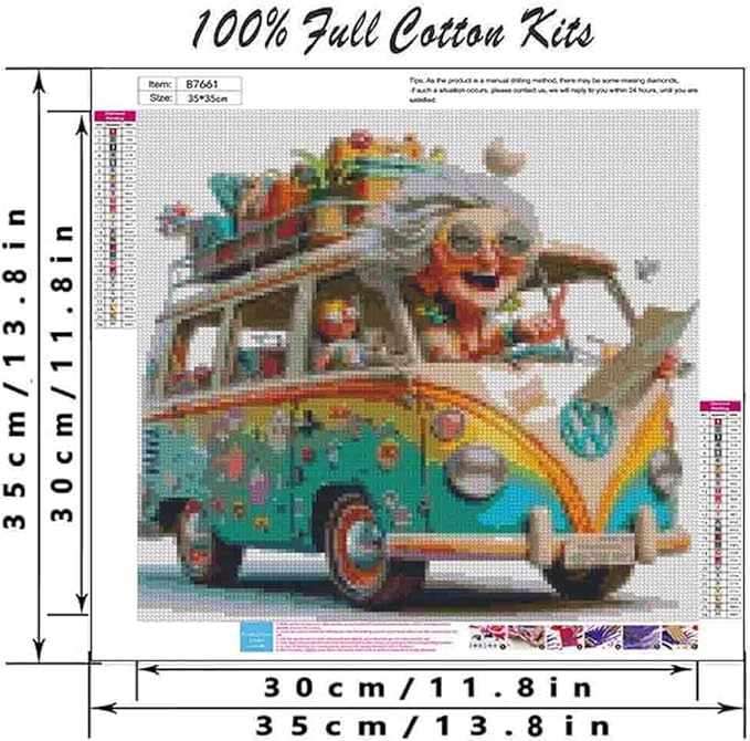 car stamped cross stitch kits for adults beginner,counted cross stitch kits printed stitching cute patterns dimensions needlepoint art crafts embroidery kits for adults beginners (13.7x13.7 inch)
