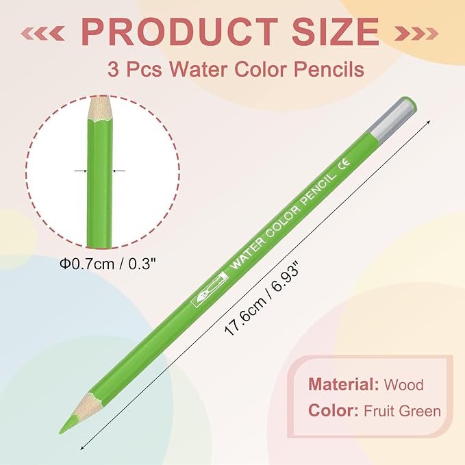 PATIKIL Watercolor Pencils, Fruit Green Color Pencil Set Sketch Coloring Drawing Colored Pencils Bulk Artist Drawing Supplies for Adult Coloring Book Blending, 3 Pcs