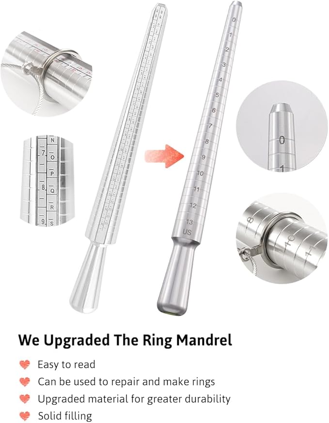 meowoo ring sizer measuring tool set, metal ring guage for ring measurer (metal-repair-3pcs)