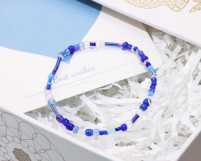 Mixed Craft Beads 1000Pcs/20g Glass Seed Tube Bead Bugle Bead 1.5-4.5mm Small Loose Spacer Beads for DIY Bracelets Necklace Earring Jewelry Making (Royal Blue)