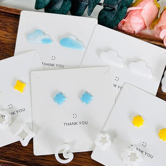 Xaekicr 6 PCS Sky Theme Polymer Clay Cutters Set – Cloud Moon Star Shapes Clay Cutters for Polymer Clay Molds, Jewelry DIY Clay Tools