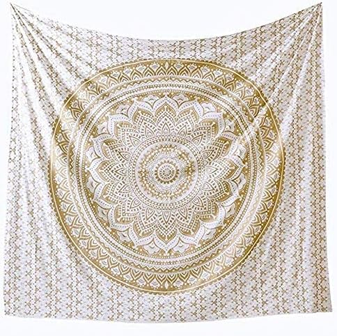 popular handicrafts tapestry wall hanging ombre hippie mandala bohemian hippy intricate indian tapestries bedspread 54 x 60 inches (140cm x 152cm) gold