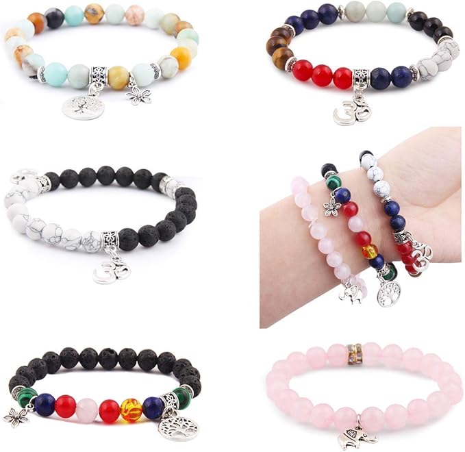Fishdown 418 pcs 8mm Crystal Beads for Jewelry Making, Natural Stone Healing Beads for Bracelets, Gemstone Beading & Jewelry Necklace Making DIY Kit