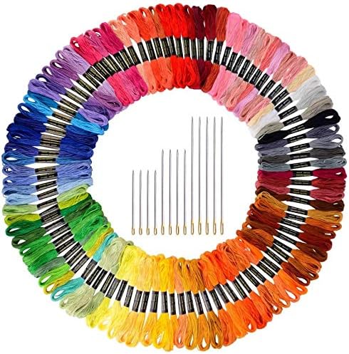 paxcoo 124 skeins embroidery floss cross stitch thread with needles