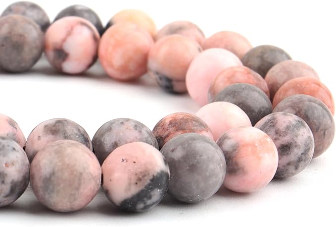 Natural Stone Beads for Jewelry Making - 6mm Gemstone Round Beads for Bracelets(58-60pcs, Pink Australian Zebra)