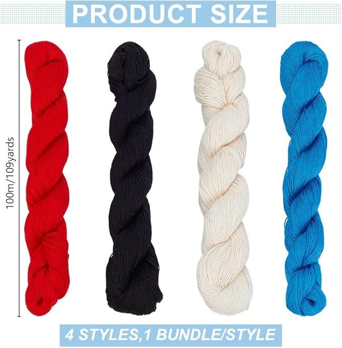 FREEBLOSS 4 Pcs Sashiko Thread in 4 Colors, 4 * 100 M Pure Cotton, Embroidery & Quilting