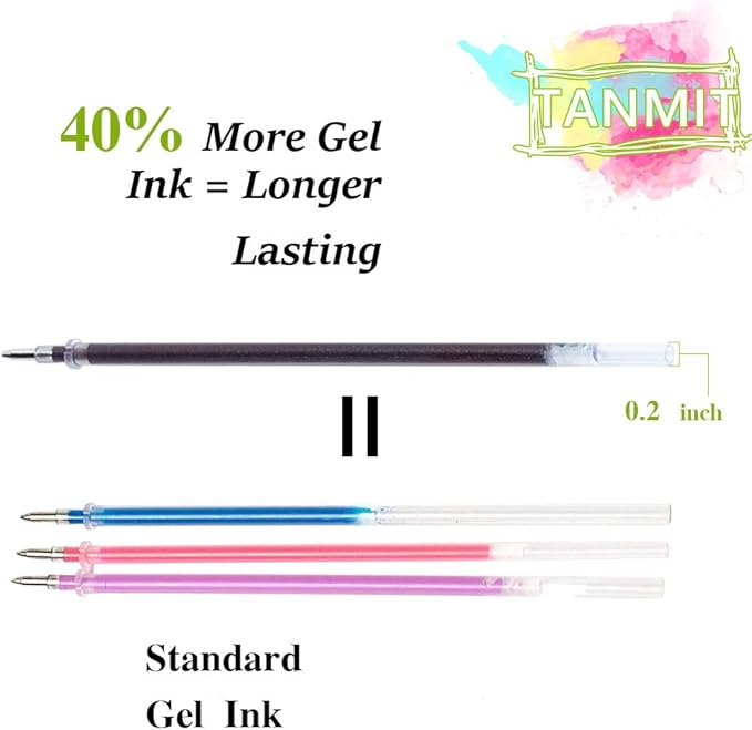 TANMIT Glitter Gel Pens, 33 Colors Neon Glitter Pens Set Gel Art Markers with 40% More Ink for Adult Coloring Books, Drawing, Journaling, Doodling