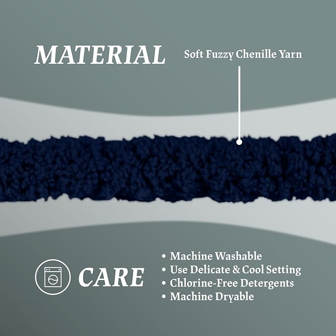Super Soft Chunky Chenille Yarn – 8 Skeins × 8 oz (25 Yards Each) Jumbo Bulky Yarn for Crochet & Hand Knitting Blankets, Sweaters, Cushions, DIY Projects (Navy Blue)