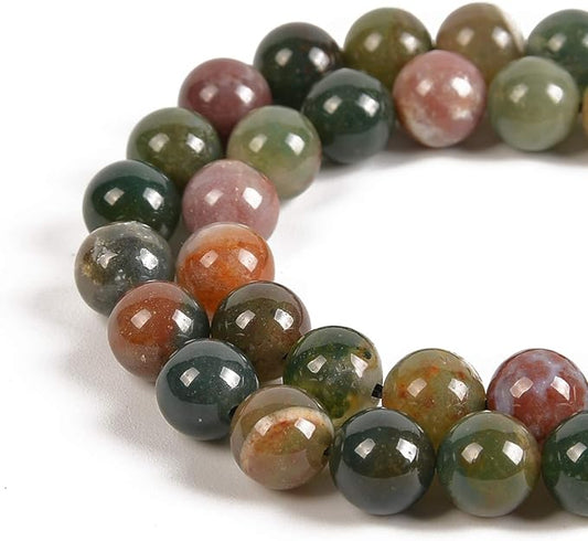 60pcs 6mm Natural Indian Agate Gemstone Round Spacer Loose Stone Beads for Jewelry Making 15.5" 1 Strand (Indian Agate, 6mm 60Beads)