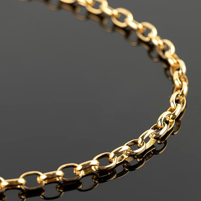 UMAOKANG 16.4 Feet Stainless Steel Oval Chain Gold Plated Chains Bulk with Jump Rings and Lobster Clasps Jewelry Chain Roll