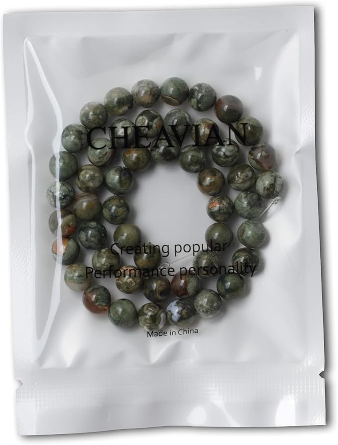 cheavian 45pcs 8mm natural aust rhyolite stone gemstone round loose beads for jewelry making 1 strand 15"