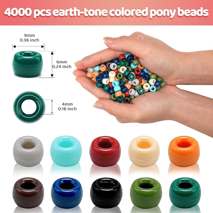 praisebank pony beads, 4000pcs pony beads, earth-tone color beads, beads for jewelry making, beads for crafts, hair beads, beads for hair braids.