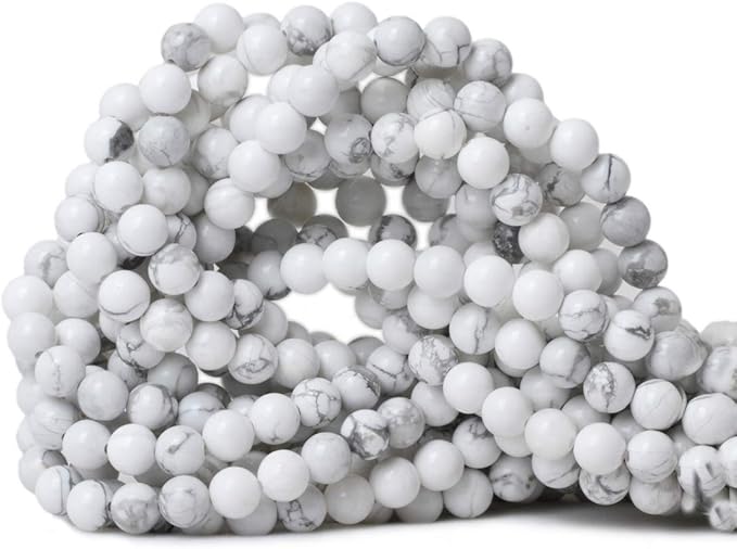 cheavian 6mm 60pcs natural white howlite gemstone round loose stone beads for jewelry making diy crafts design 1 strand 15"