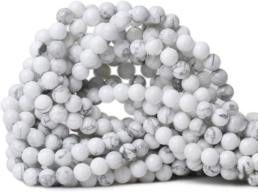 cheavian 6mm 60pcs natural white howlite gemstone round loose stone beads for jewelry making diy crafts design 1 strand 15"