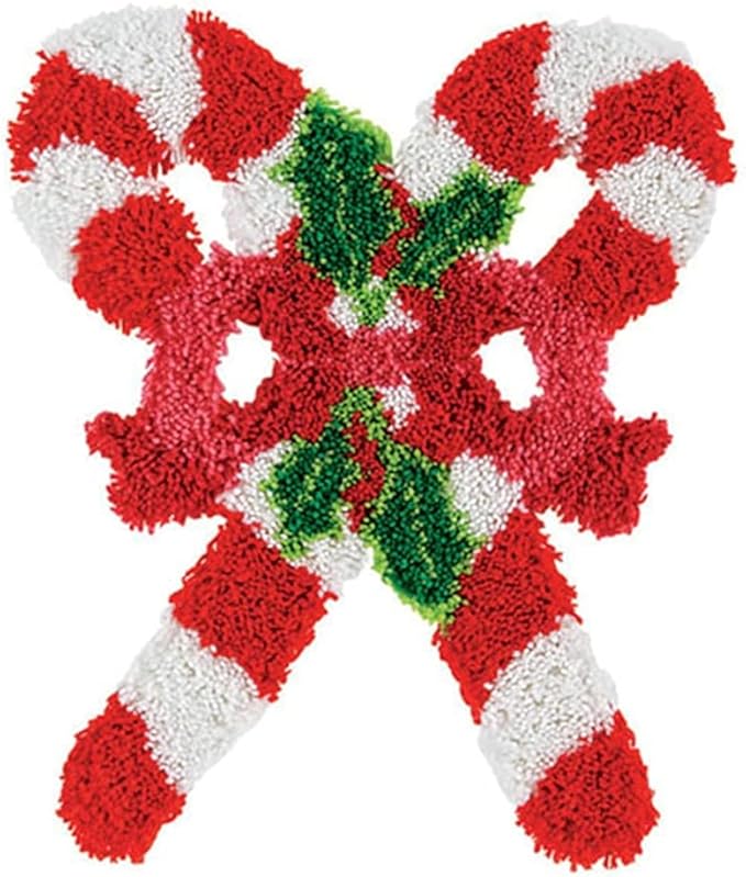 LAPATAIN Latch Hook Kits DIY Crochet Yarn Kits,Christmas Candy Carpet Embroidery Hook Rug Kit Needlework Sets Cushion for Adults Home Decor 15x20inch