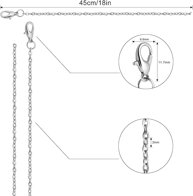 lemonkey 24 pack necklace chains bulk,silver plated diy cable link chains for jewelry making 18 inches