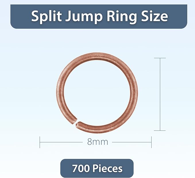 Mandala Crafts Assorted Antique Copper Color Jump Rings Jewelry Findings Metal O Rings for Jewelry Making Supplies - 700 8mm Small Open Jump Rings Kit for Necklace Earring