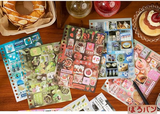 Alideco 30pcs Scrapbook Stickers Vintage Cakes Cuisine Desserts Sticker Book for Adults Sticker journaling Stickers for Scrapbooking (mengdezuji)