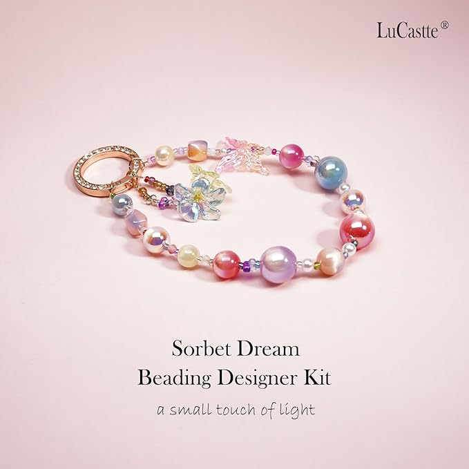LuCastte Charm Bracelet Making Kit, Beads for Bracelets with Tools and Guide, Jewelry Making Supplies Premium Resin Cat Eye Beads Seed Beads, Macaron Style Art Kit Gift Travel DIY