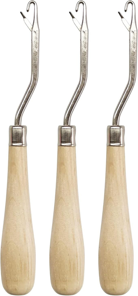HSYMQ Latch Hook Tools, 3Pack Wooden Bent Latch Hooks