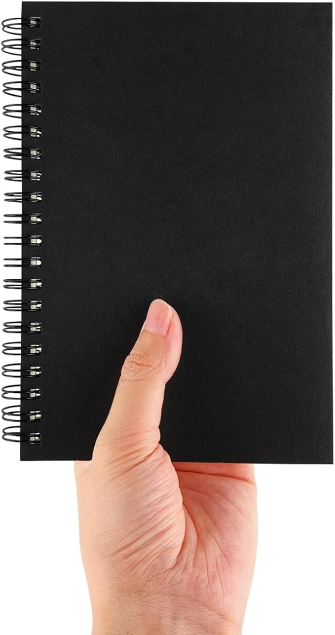 DSTELIN Blank Spiral Notebook, 1-Pack, Soft Cover, Sketch book, 100 Pages / 50 Sheets, 7.5 inch x 5.1 inch (Black)
