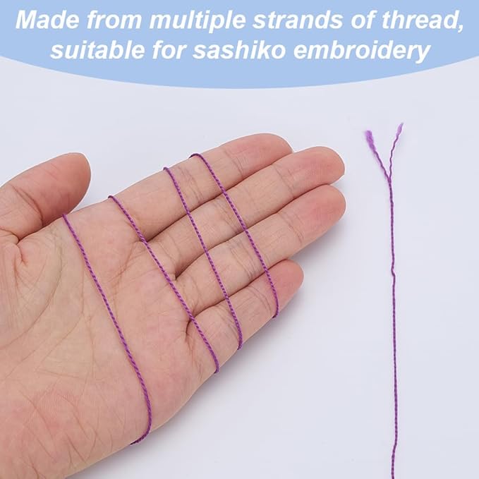 FREEBLOSS 4 Pcs Sashiko Thread Sashiko Skein 100M * 4 Colors Pure Cotton Embroidery Thread Japanese Sewing Threads Quilting and Embroidery Kit Supplies, Purple