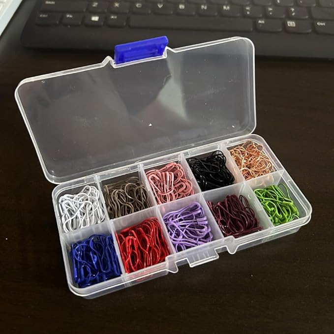 300 Pieces Safety Pins, Bulb Stitch Markers 10 Colors Assorted Metal Calabash Pins Pear Shape Knitting Pins for Crocheting Clothing Tag DIY Craft Project with Storage Box