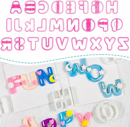 Xaekicr Alphabet Polymer Clay Cutters: 26 Pcs, Letter Designs for Polymer Clay Jewelry,Letter Clay Molds for DIY Custom Clay Earrings