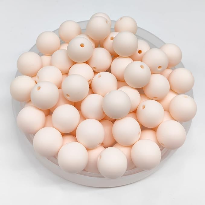 60Pcs 15mm Round Rubber Silicone Bead Bulk Loose Beads Gorgeous Making Kit for Keychain Tassels Necklace Bracelet Jewelry DIY Crafts Making