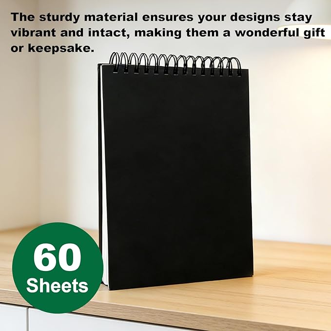 Sketchbook and Pencil Set - Spiral Bound Hardcover with 60 Sheets & 12 Charcoal Pencils (Hard/Medium/Soft) for Professional Artists and Beginners