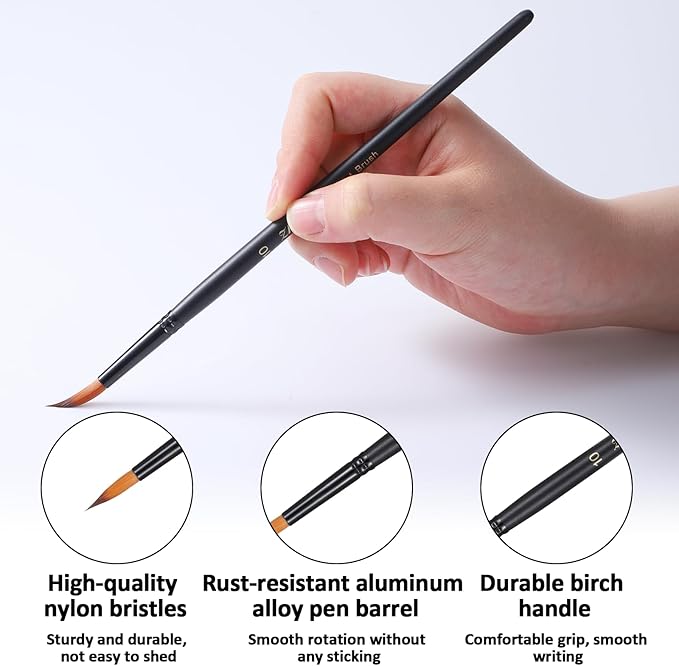 12 Pcs Watercolor Brushes Professional Set, Artist Watercolor Paint Brushes, Different Sizes Round Paint Brushes Detail Painting Brush for Watercolor, Acrylics, Ink, Gouache, Oil, Black