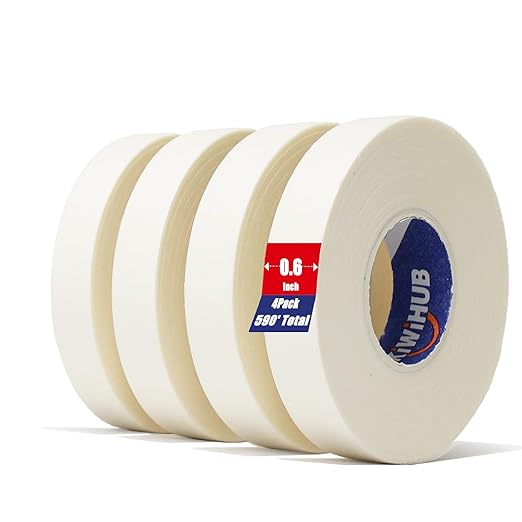 kiwihub 4 packs artist tape for watercolor paper - white masking artists tape for drafting, art painting and all paper media - acid free 0.6inch wide 592ft long total