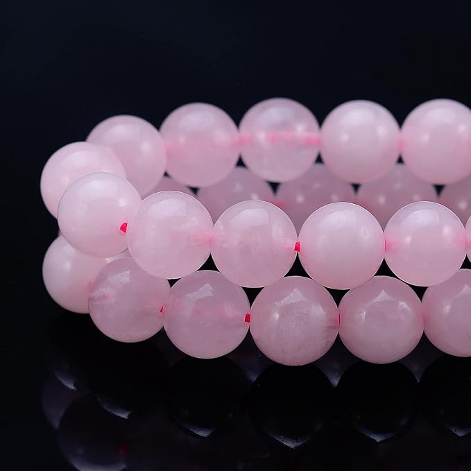 youngbling natural crystal beads for jewelry making,10mm rose quartz polished round smooth stone beads,genuine real stone for bracelet necklace 15 inch(rose quartz,10mm)