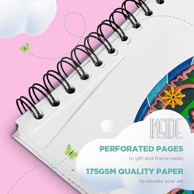 ColorIt Mandalas Volume VII Spiral Bound Adult Coloring Book with 50 Mandala Patterns for Relaxation and Stress Relief - Includes Perforated Pages, Thick Paper, Hardback Covers, and Blotter Page
