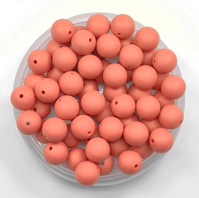 60Pcs 15mm Round Rubber Silicone Bead Bulk Loose Beads Gorgeous Making Kit for Keychain Tassels Necklace Bracelet Jewelry DIY Crafts Making