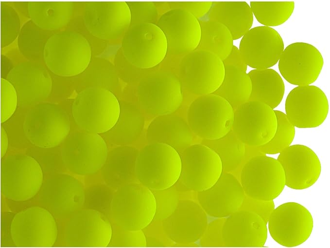 SCARA 200 pcs Czech Glass Round Beads 0.24 inches (6mm), Warm NEON (UV Active) Glass Beads for Jewelry and Bracelets Making, Beads for Bracelets, Bead kit Warm NEON Mix