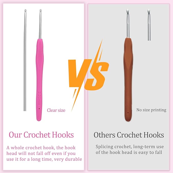 2.25 mm Crochet Hook, Ergonomic Handle for Arthritic Hands, Extra Long  Knitting Needles for Beginners and Crocheting Yarn (2.25 mm)