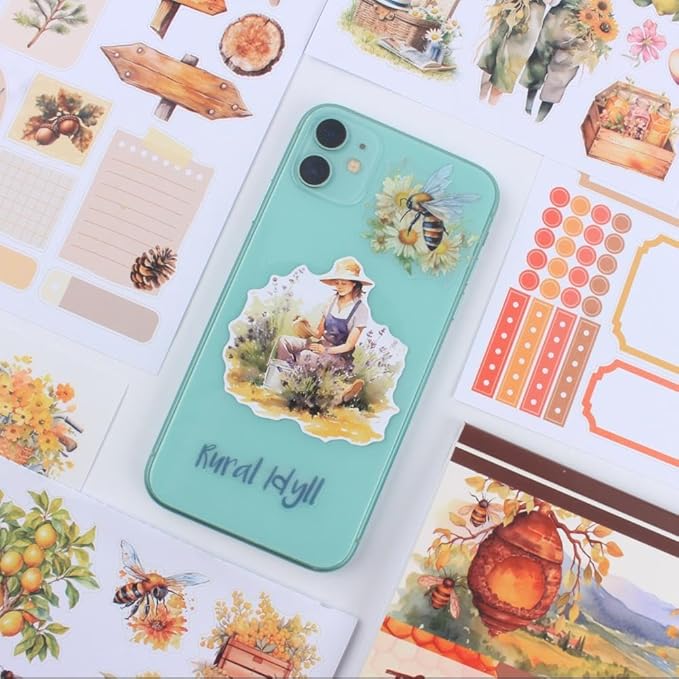 20 Sheets Precut Scrapbook Sticker Book for Scrapbooking, Journaling, The Harvest Time PET Washi Paper Materials Stickers for Junk Journal Supplies, Planner, Bujo, Collage