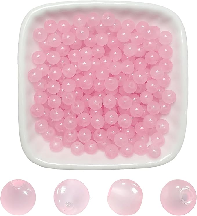 6mm Round Glass Beads for Jewelry Making, 900Pcs Glass Seed Beads for Bracelets, DIY Crafts (Light Pink)