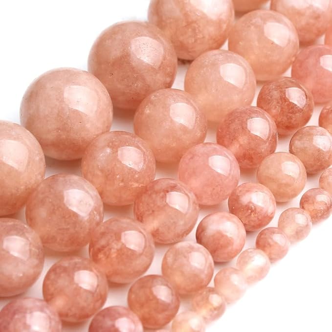 Stone Beads, 45pcs Sunstone, 8mm Round Loose Beads for Jewelry Making, Bracelets, with Bag, String & Card