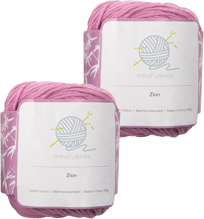 Knitting Yarn, Crochet Yarn, Mindfulness and Relaxation 100 Percent Cotton Yarn, Single Color 2-Pack - Medium Number 4 Worsted Bundle, Soft & Gentle for Garments, Amigurumi, Baby Items by mindfulknits