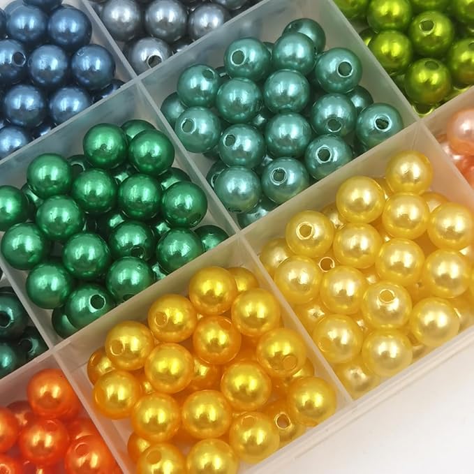 INSPIRELLE 900 Pieces 8mm Pearl Beads 30 Colors Plastic Spacers Beads for Jewelry Making and Crafting