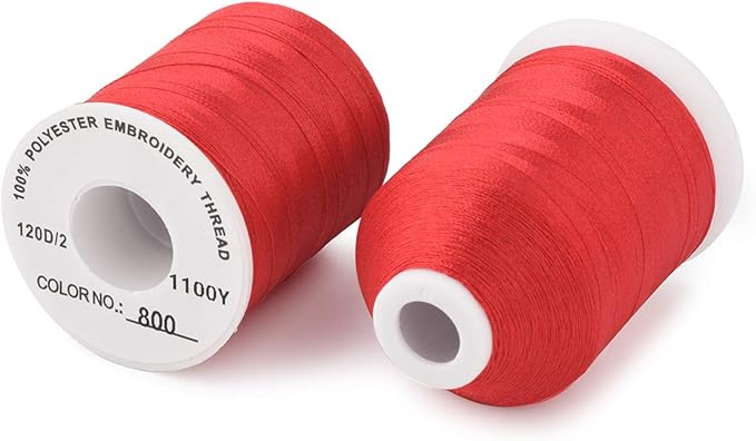 Simthread 6 Spools Red Machine Embroidery Thread 1000M(1100Yards) for Brother, Babylock, Janome, Pfaff, Singer, Bernina and Other Home Machines (Red)
