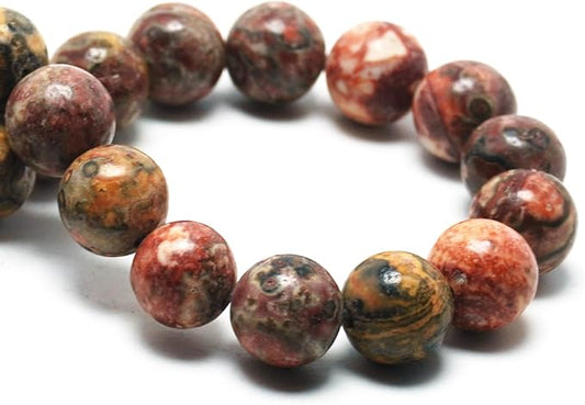 Natural Stone Beads Gemstone Beads for Jewelry Making - 6mm Round Loose Beads for Bracelets(59-62pcs, Leopard Print Stone)