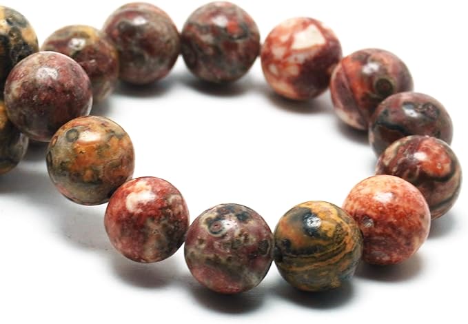 Natural Stone Beads Gemstone Beads for Jewelry Making - 8mm Round Loose Beads for Bracelets(44-47pcs, Leopard Print Stone)