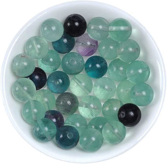 12mm Natural Fluorite Gemstone Round Loose Beads Crystal Stone Bracelet Necklace Accessories Crafts for Jewelry Making DIY,1 Strand 15"