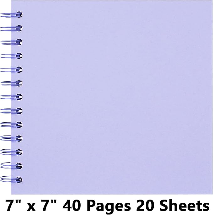 7X7 Inch DIY Scrapbook Photo Album, Kraft Blank Paper Scrap Book 40 Pages Memory Book for Wedding Family, Light Purple